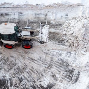 Snow Removal Excavator Truck, Drone Top View